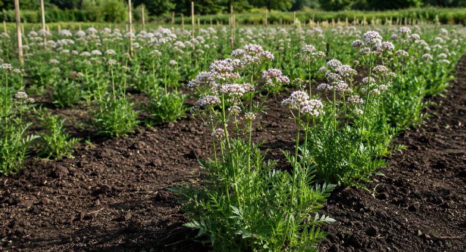 Anbau von Baldrian (Valeriana officinalis) 